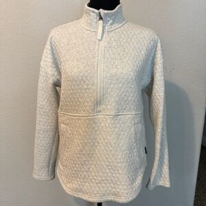 Cream Quilted Half-Zip Pullover